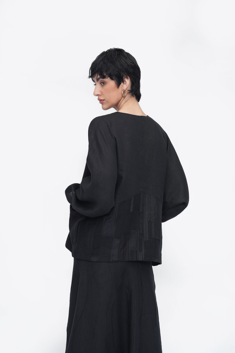 Palmo Top patchwork by Turn Black in black color for women in Singapore