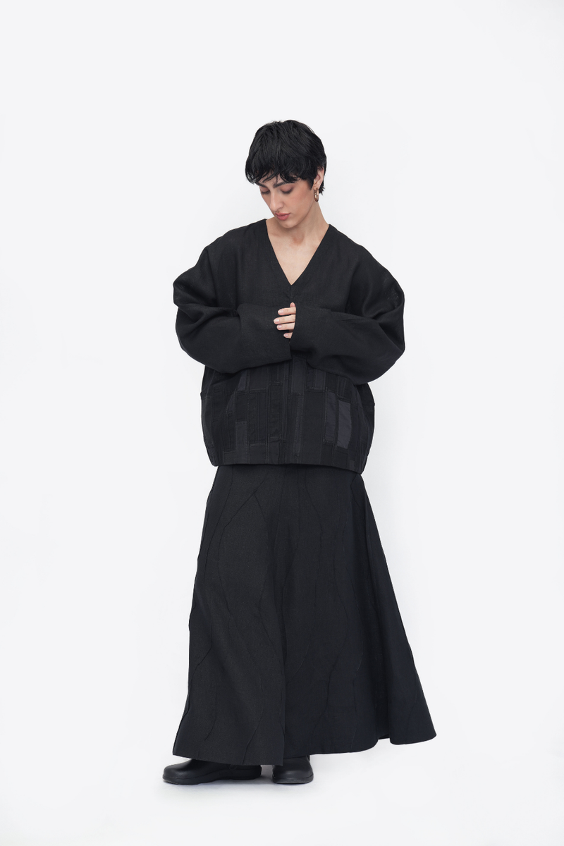 Palmo Top patchwork by Turn Black in black color for women in Singapore