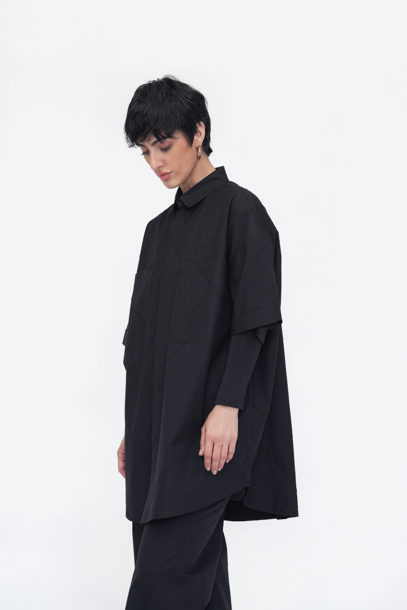 Tara Shirt poplin by Turn Black in black color for women in Singapore