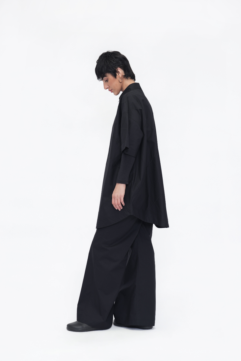 Tara Shirt poplin by Turn Black in black color for women in Singapore