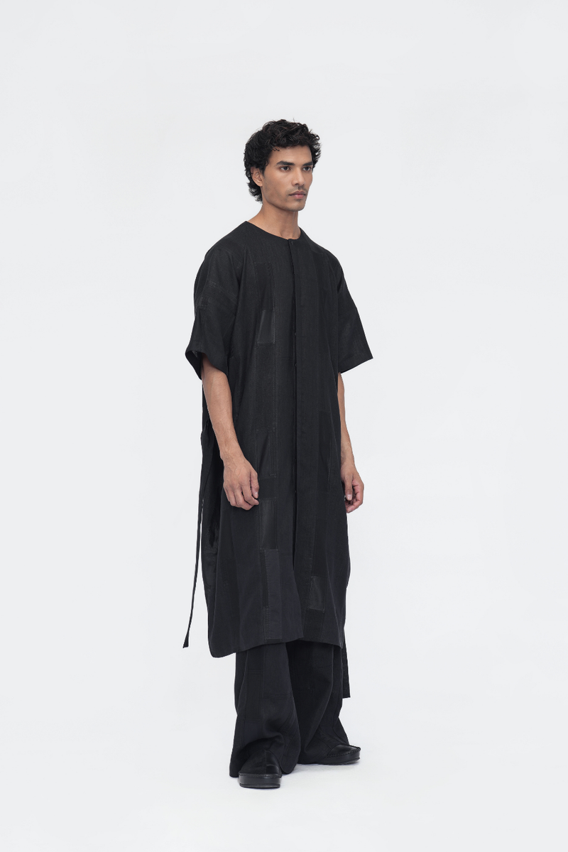 Jigmet Tunic patchwork by Turn Black in black color for women in Singapore