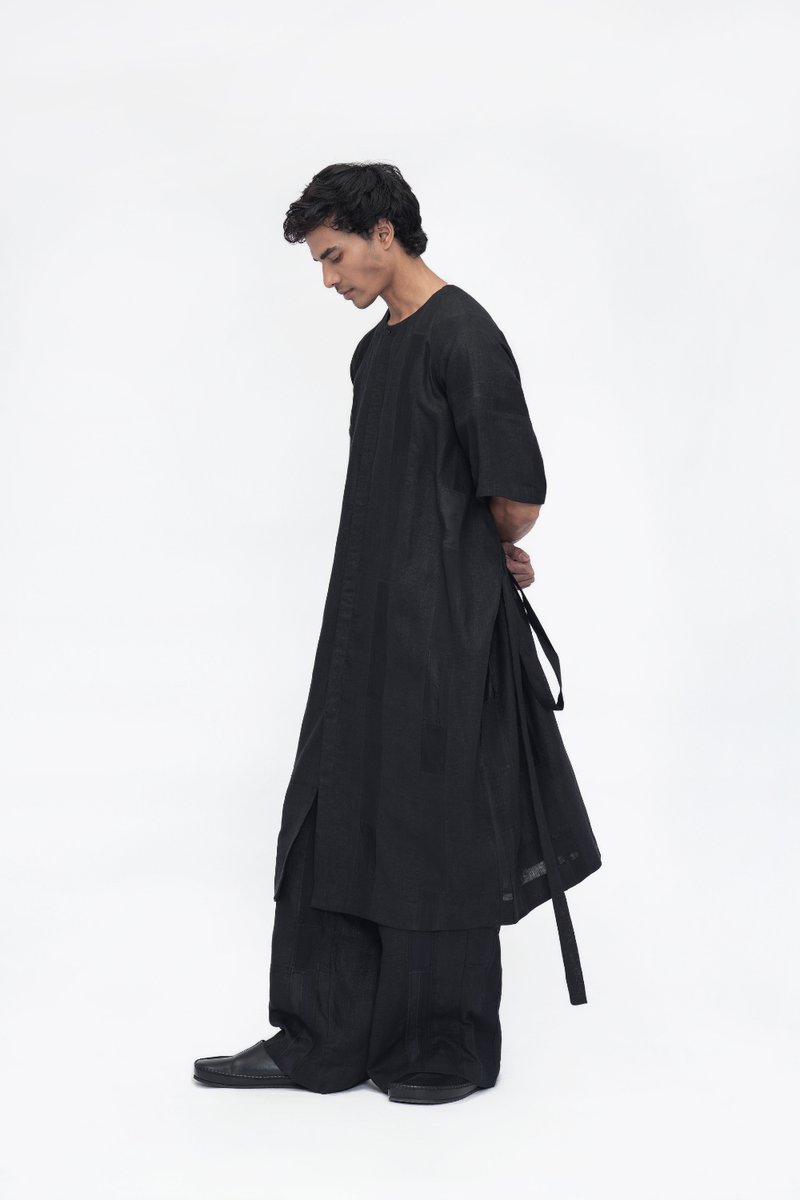Jigmet Tunic patchwork by Turn Black in black color for women in Singapore