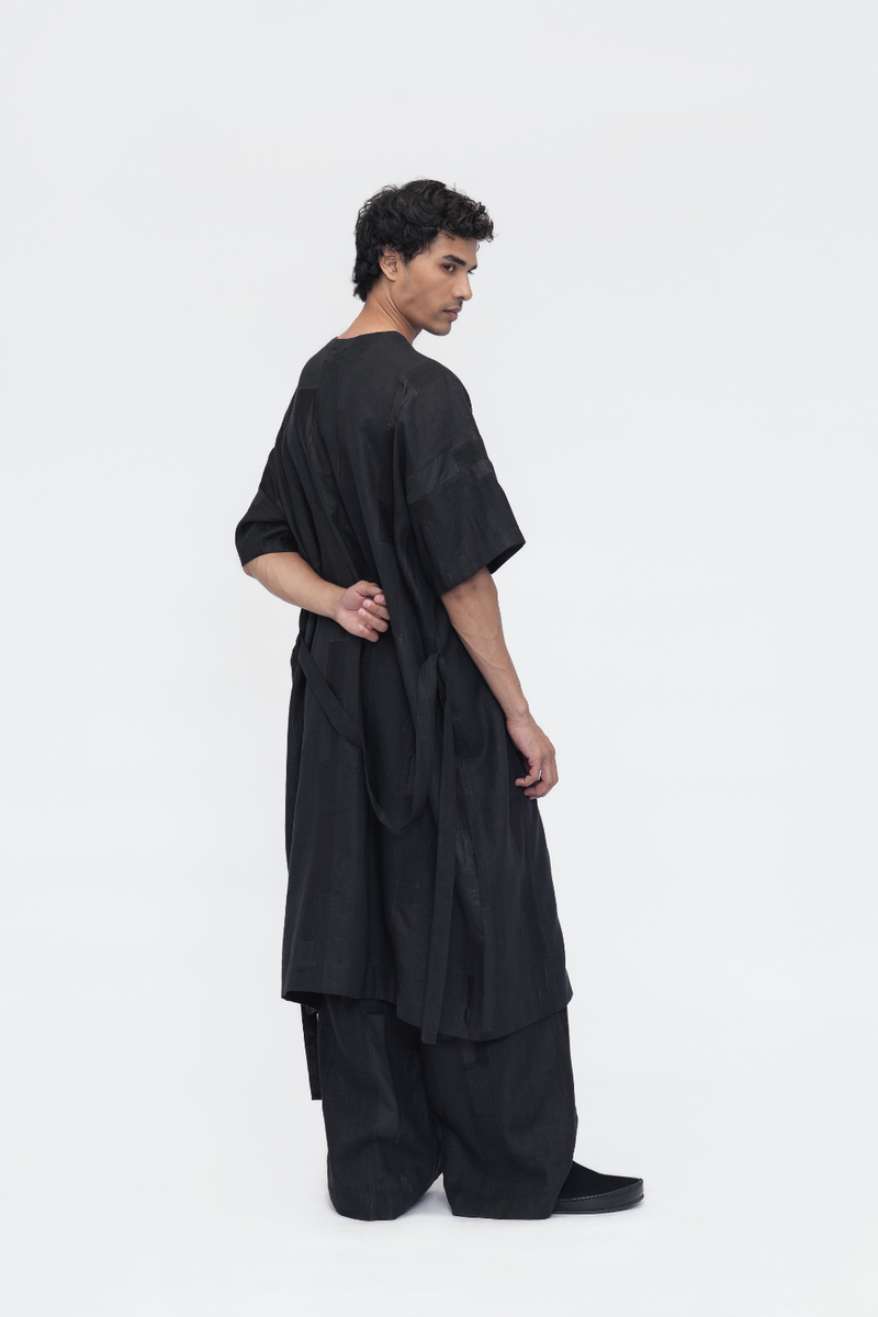 Jigmet Tunic patchwork by Turn Black in black color for women in Singapore