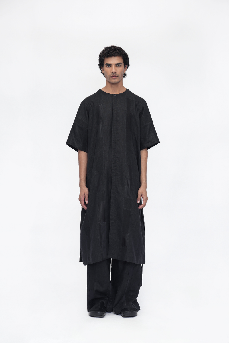 Jigmet Tunic patchwork by Turn Black in black color for women in Singapore