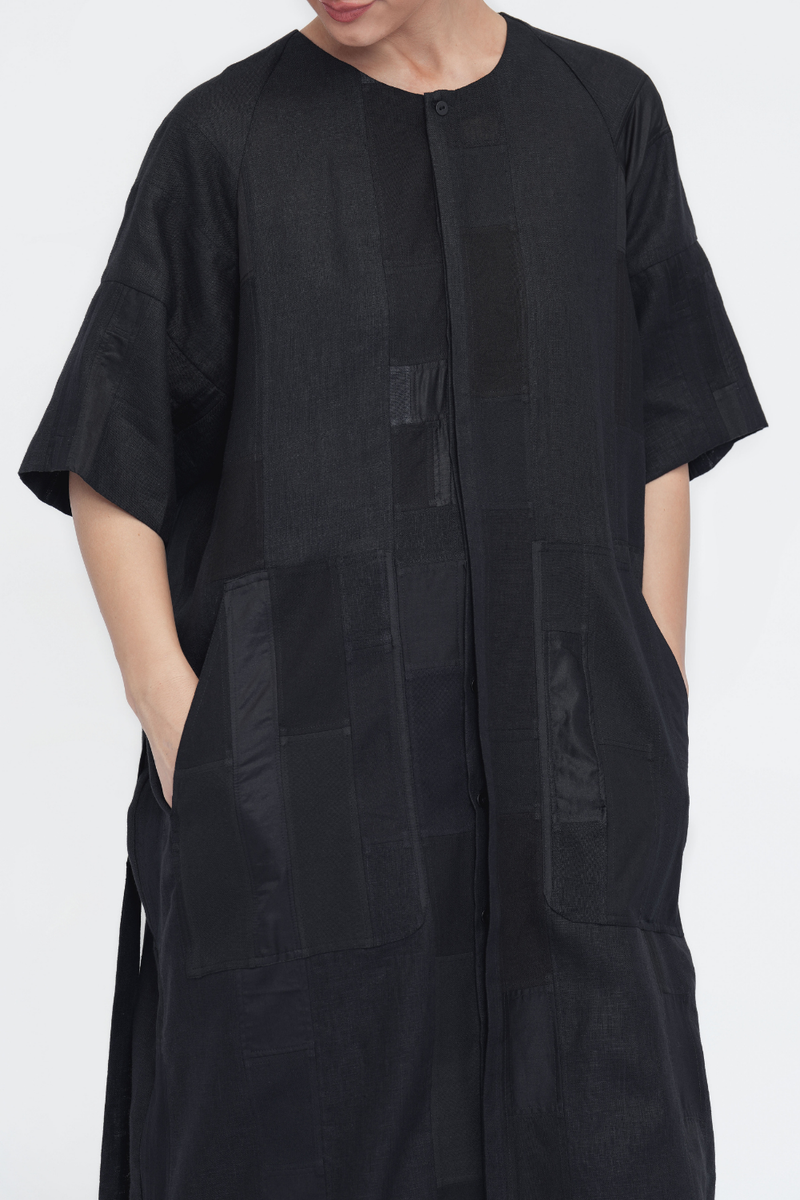 Jigmet Tunic patchwork by Turn Black in black color for women in Singapore