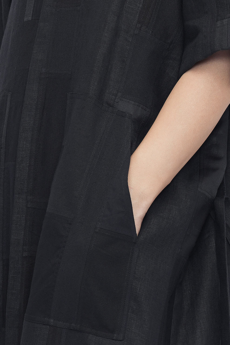 Jigmet Tunic patchwork by Turn Black in black color for women in Singapore