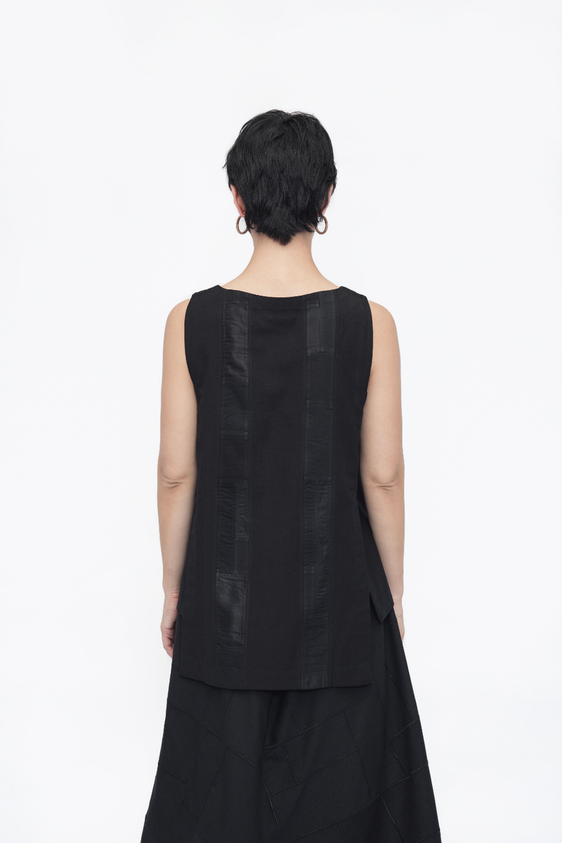 Medo Top patchwork by Turn Black in black color for women in Singapore