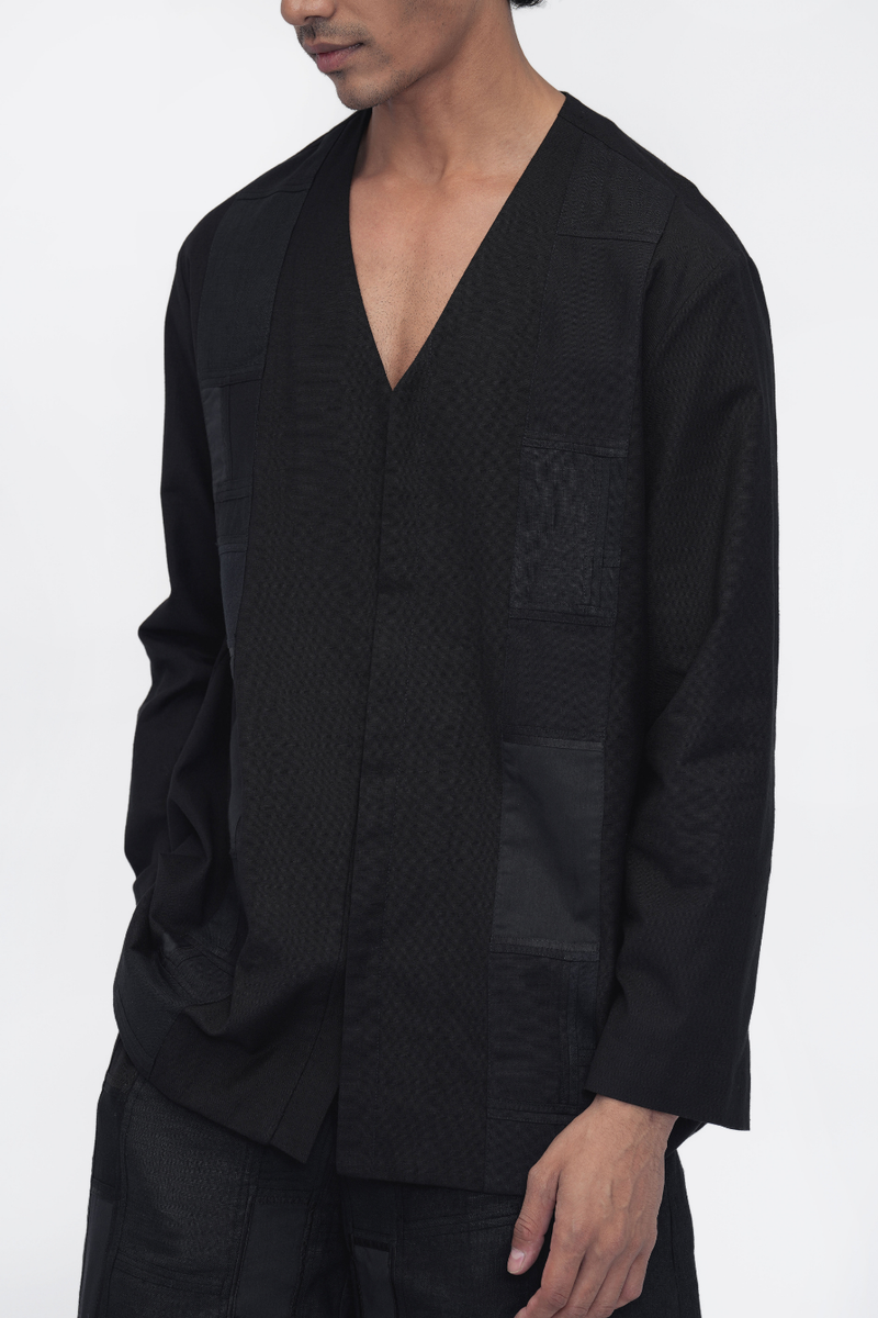 Yeshi Shirt patchwork by Turn Black in black color for women in Singapore