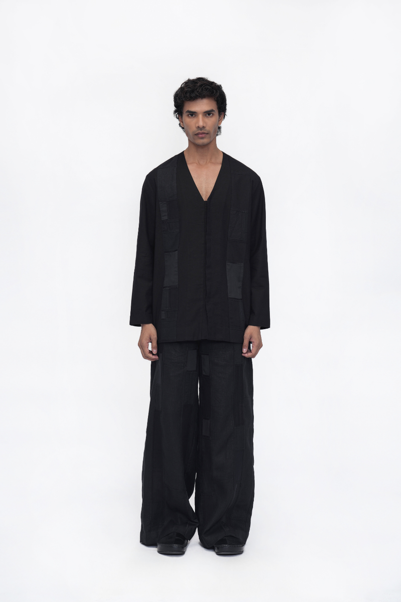 Yeshi Shirt patchwork by Turn Black in black color for women in Singapore