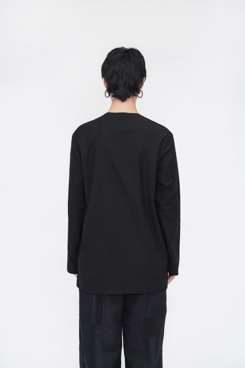 Yeshi Shirt patchwork by Turn Black in black color for women in Singapore
