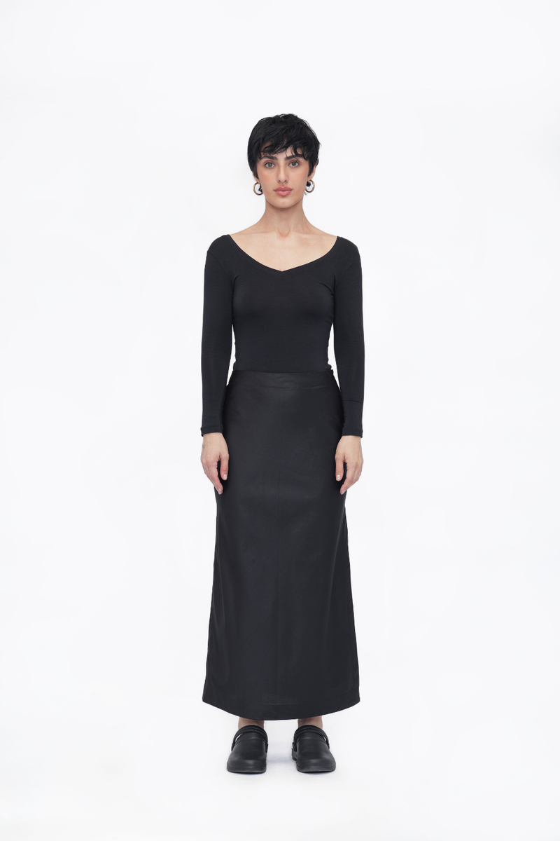 Long Underskirt silk by Turn Black in black color for women in Singapore