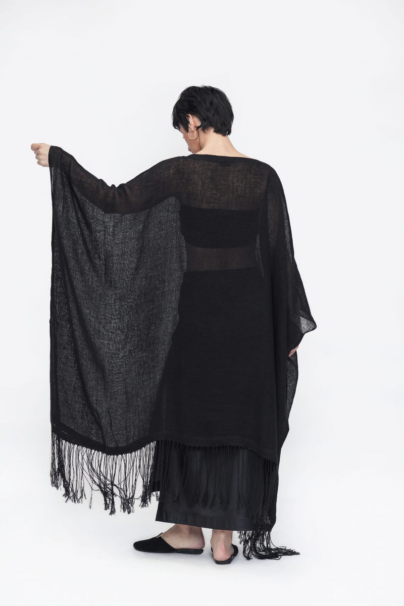 Zenji Summer Kaftan linen by Turn Black in black color for women in Singapore