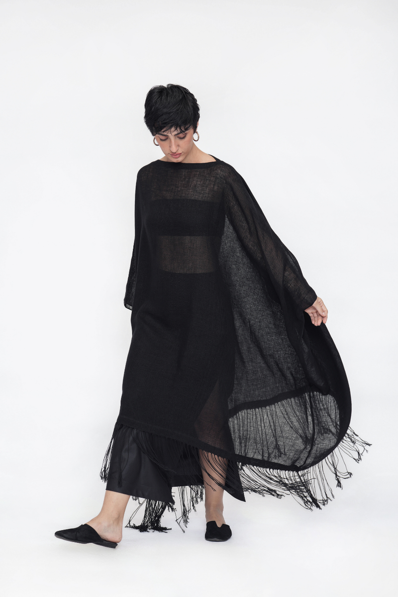 Zenji Summer Kaftan linen by Turn Black in black color for women in Singapore