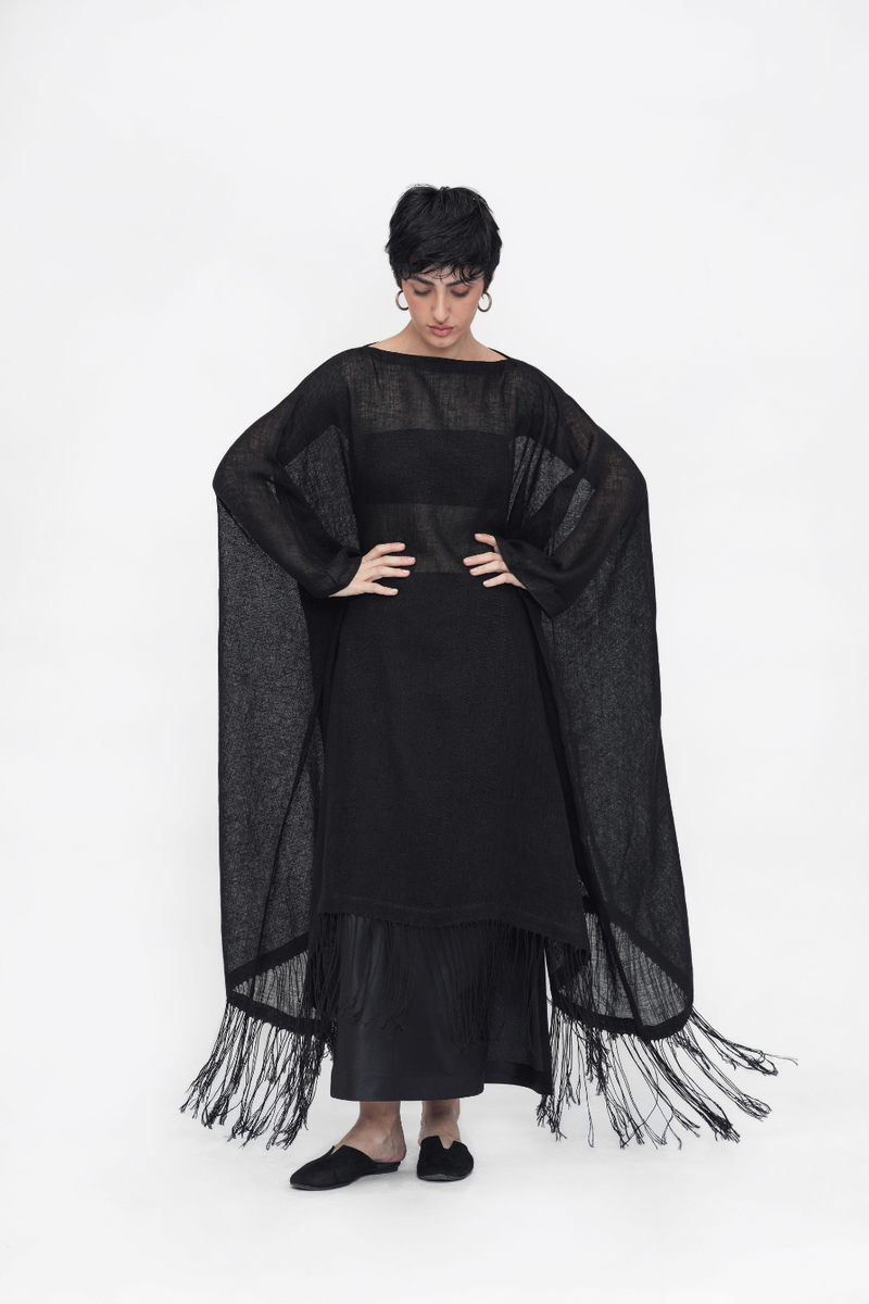 Zenji Summer Kaftan linen by Turn Black in black color for women in Singapore