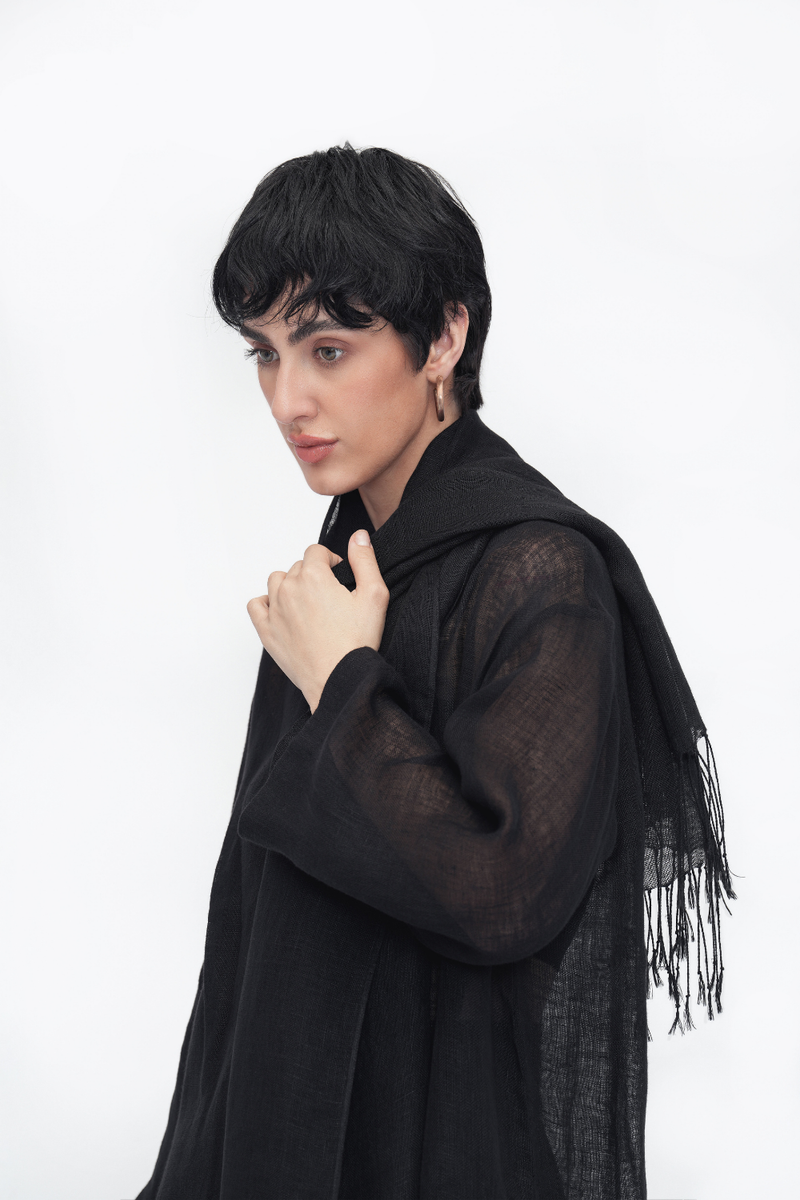 Nu Summer Scarf Short linen by Turn Black in black color for women in Singapore