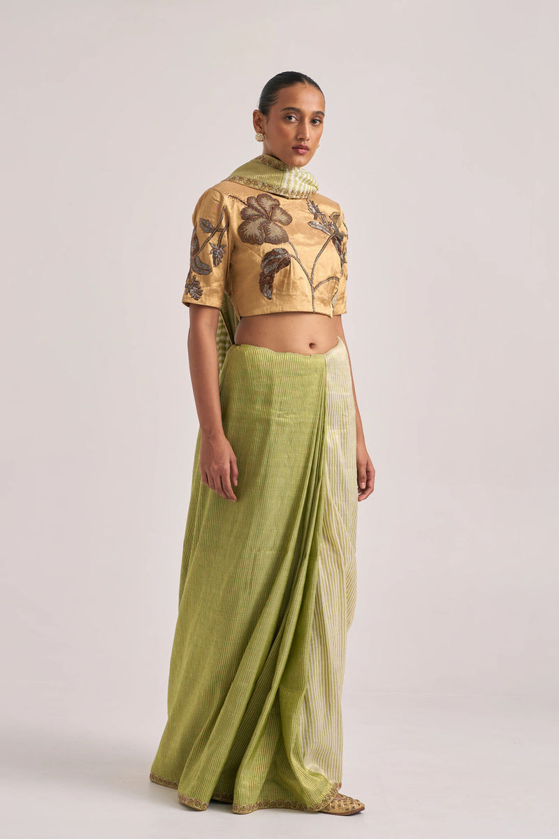 Tejal Sari handwoven silk zari by Suparna Som in red for women in Singapore