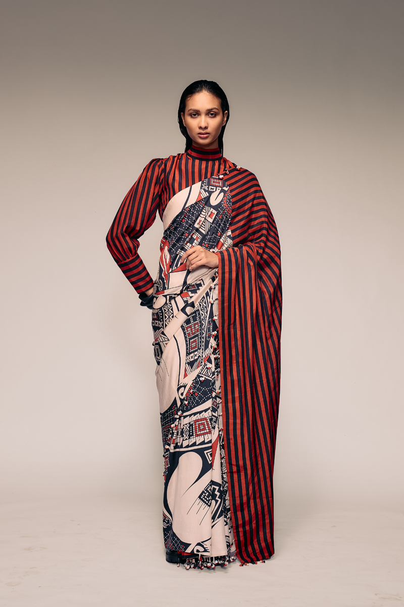 Rust Print Silk Saree silk Buy Rust Print Silk Saree from C&W | Saree for Women by Kritika Murarka in rust color for women in Singapore