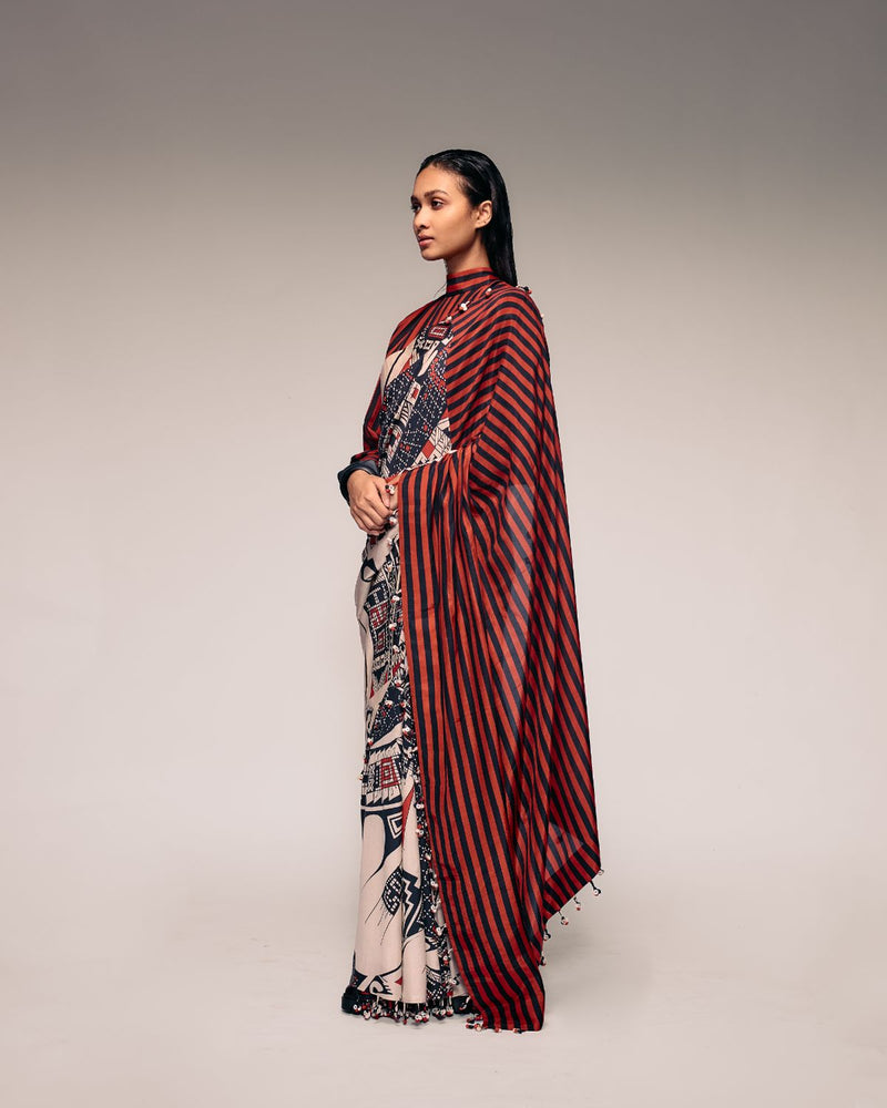 Rust Print Silk Saree silk Buy Rust Print Silk Saree from C&W | Saree for Women by Kritika Murarka in rust color for women in Singapore