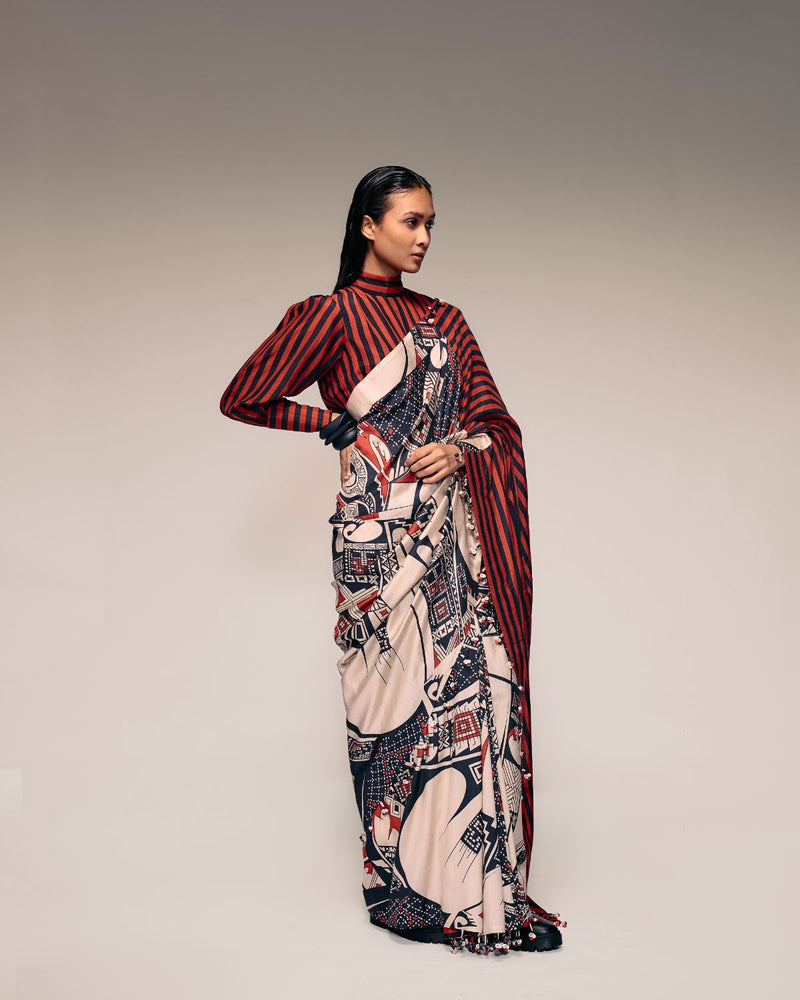 Rust Print Silk Saree silk Buy Rust Print Silk Saree from C&W | Saree for Women by Kritika Murarka in rust color for women in Singapore