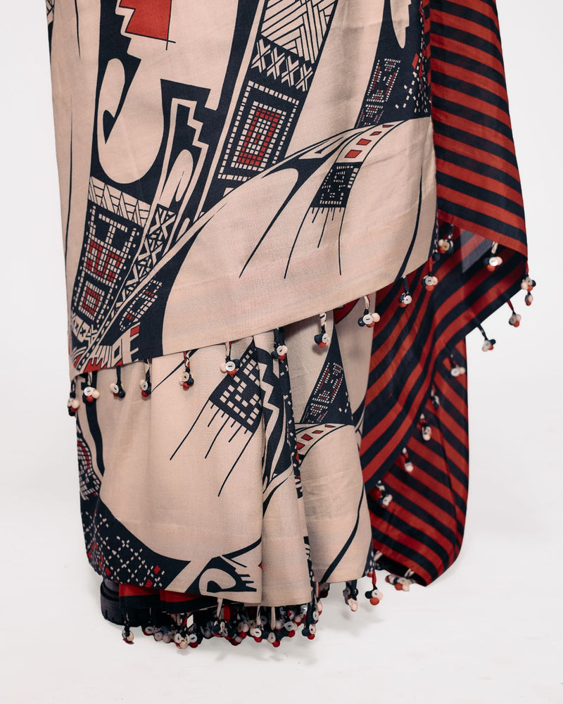 Rust Print Silk Saree silk Buy Rust Print Silk Saree from C&W | Saree for Women by Kritika Murarka in rust color for women in Singapore