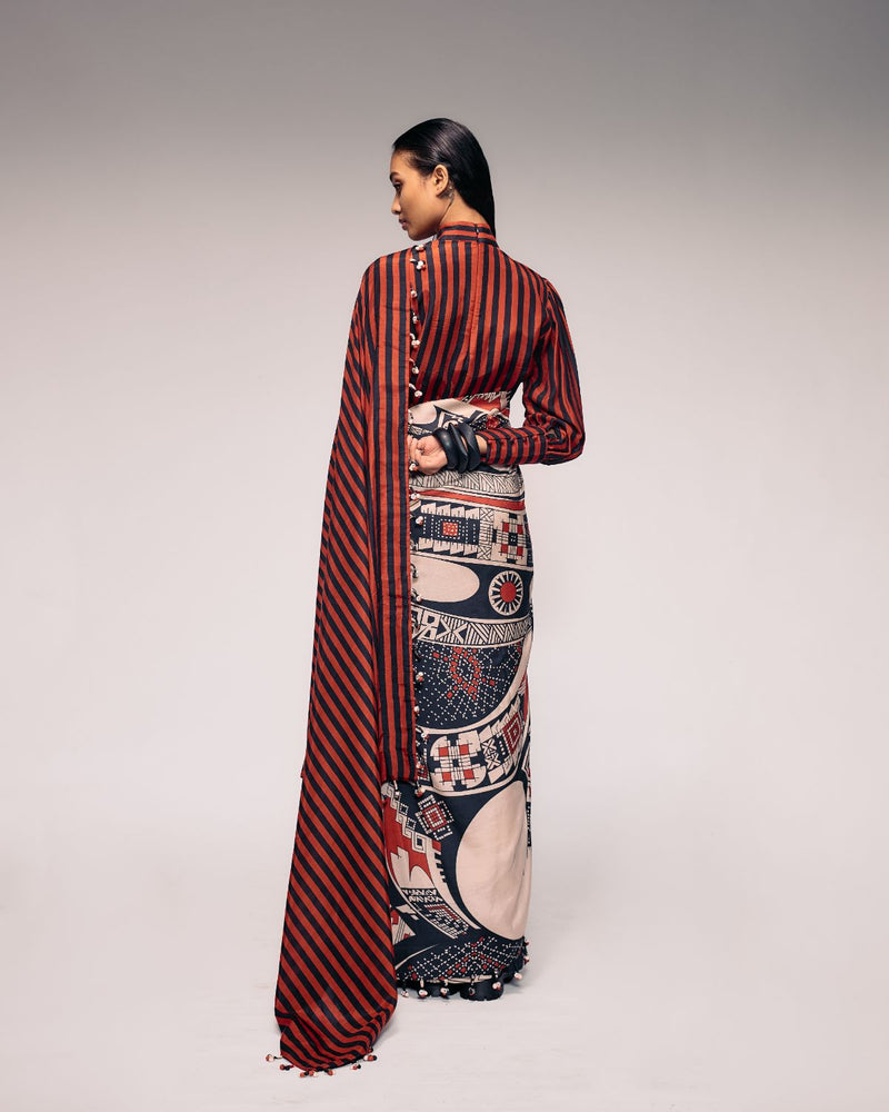 Rust Print Silk Saree silk Buy Rust Print Silk Saree from C&W | Saree for Women by Kritika Murarka in rust color for women in Singapore