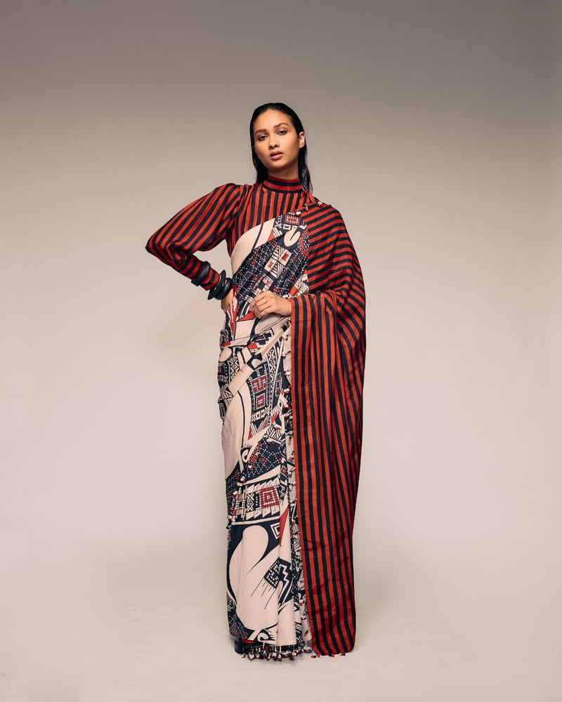 Rust Print Silk Saree silk Buy Rust Print Silk Saree from C&W | Saree for Women by Kritika Murarka in rust color for women in Singapore