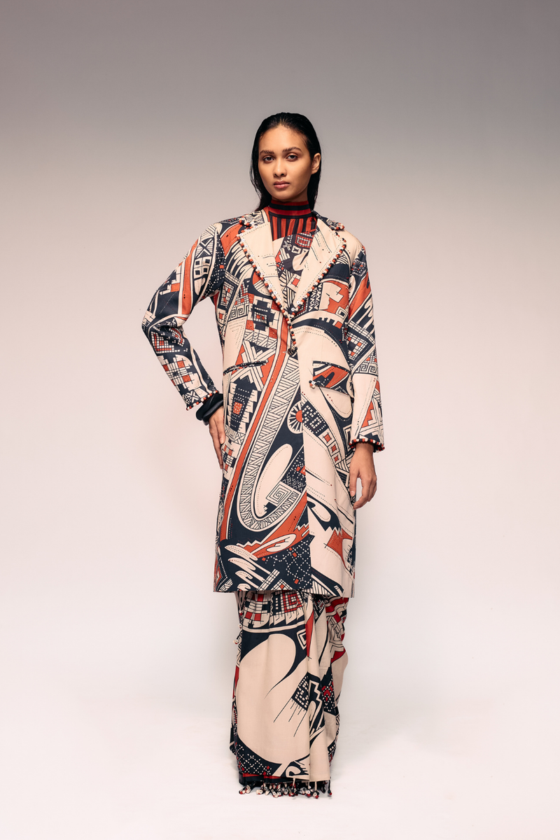 Rust Print Overcoat cotton Buy Rust Print Overcoat from C&W | Jackets And Overlays for Women by Kritika Murarka in rust color for women in Singapore