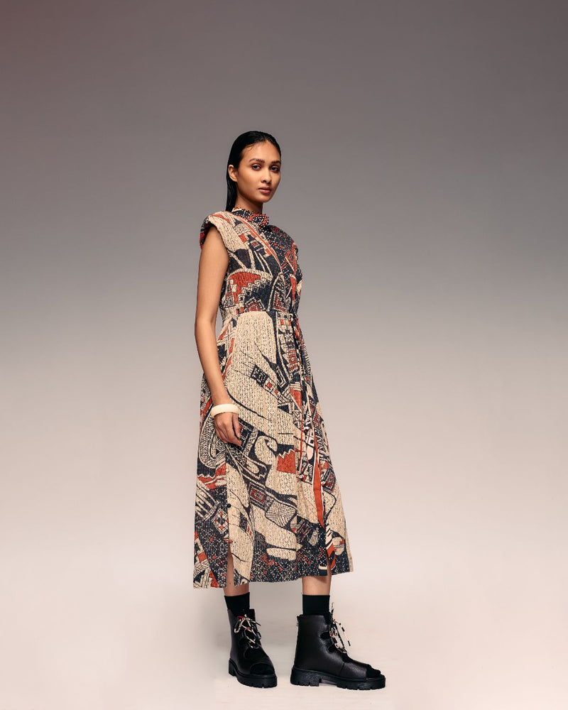Rust Print Cotton Net Drawstring Dress + Inner cotton Buy Rust Print Cotton Net Drawstring Dress + Inner from C&W | Dresses for Women by Kritika Murarka in rust color for women in Singapore
