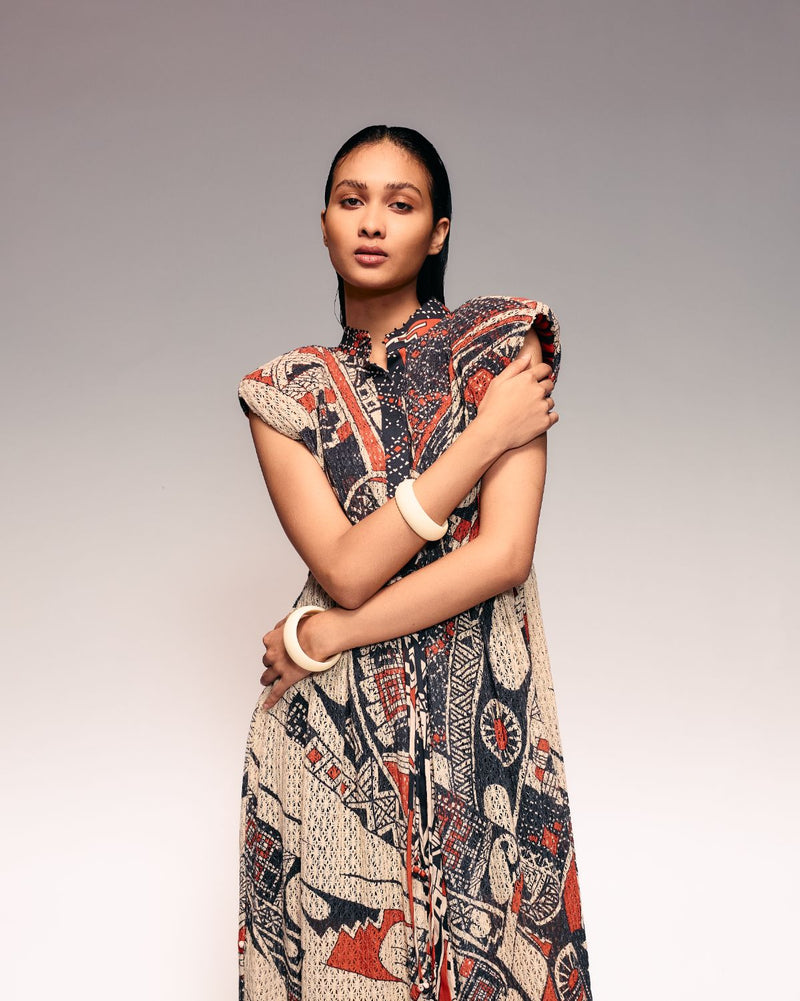 Rust Print Cotton Net Drawstring Dress + Inner cotton Buy Rust Print Cotton Net Drawstring Dress + Inner from C&W | Dresses for Women by Kritika Murarka in rust color for women in Singapore
