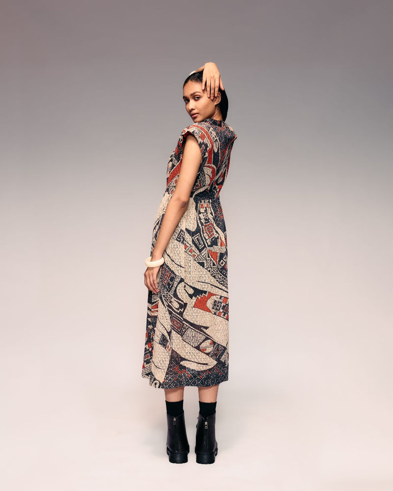 Rust Print Cotton Net Drawstring Dress + Inner cotton Buy Rust Print Cotton Net Drawstring Dress + Inner from C&W | Dresses for Women by Kritika Murarka in rust color for women in Singapore