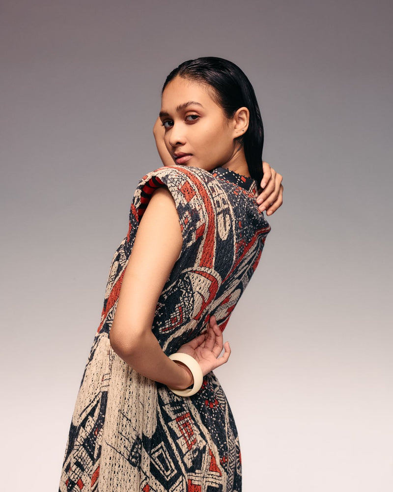 Rust Print Cotton Net Drawstring Dress + Inner cotton Buy Rust Print Cotton Net Drawstring Dress + Inner from C&W | Dresses for Women by Kritika Murarka in rust color for women in Singapore