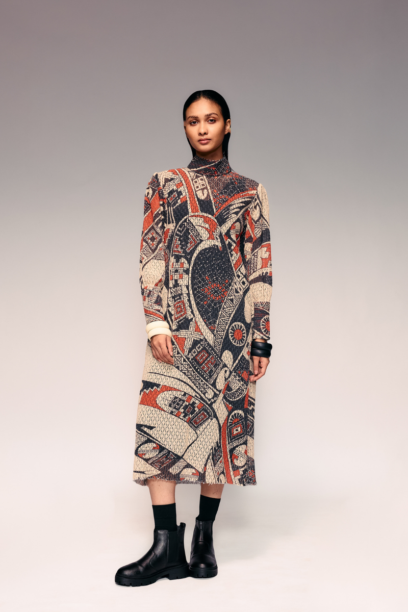 Rust Print Cotton Net Midi + Inner cotton Buy Rust Print Cotton Net Midi + Inner from C&W | Dresses for Women by Kritika Murarka in rust color for women in Singapore