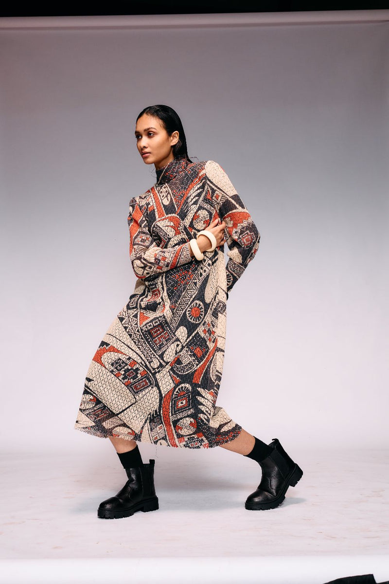 Rust Print Cotton Net Midi + Inner cotton Buy Rust Print Cotton Net Midi + Inner from C&W | Dresses for Women by Kritika Murarka in rust color for women in Singapore