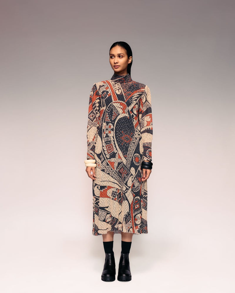 Rust Print Cotton Net Midi + Inner cotton Buy Rust Print Cotton Net Midi + Inner from C&W | Dresses for Women by Kritika Murarka in rust color for women in Singapore