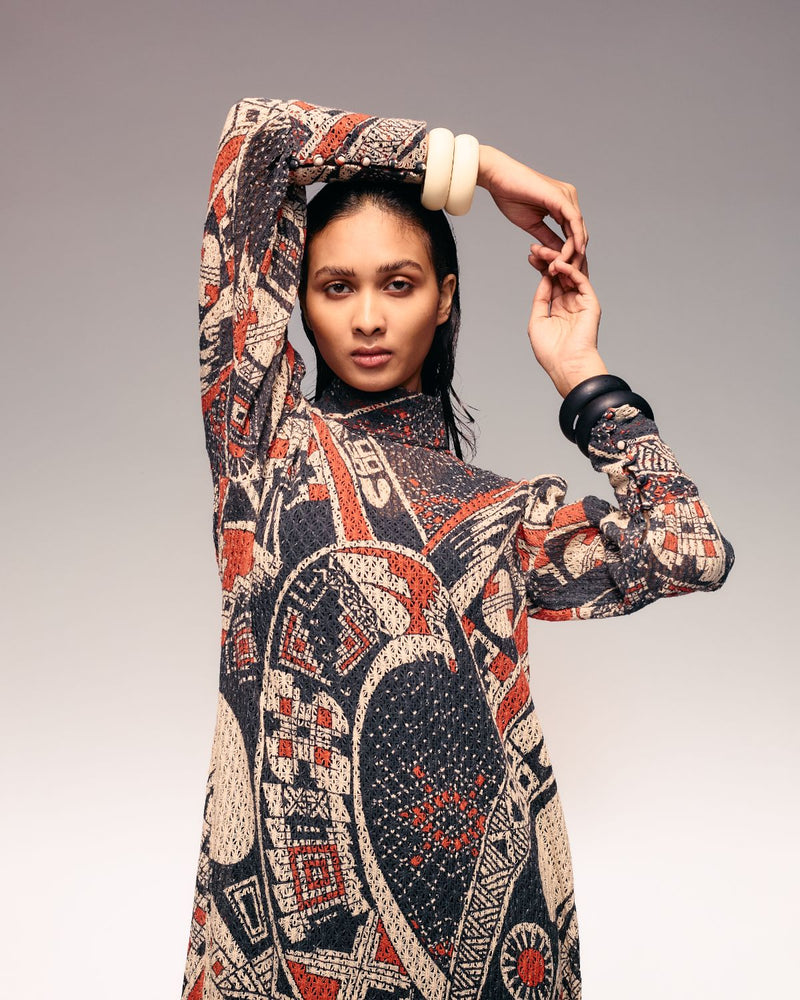 Rust Print Cotton Net Midi + Inner cotton Buy Rust Print Cotton Net Midi + Inner from C&W | Dresses for Women by Kritika Murarka in rust color for women in Singapore