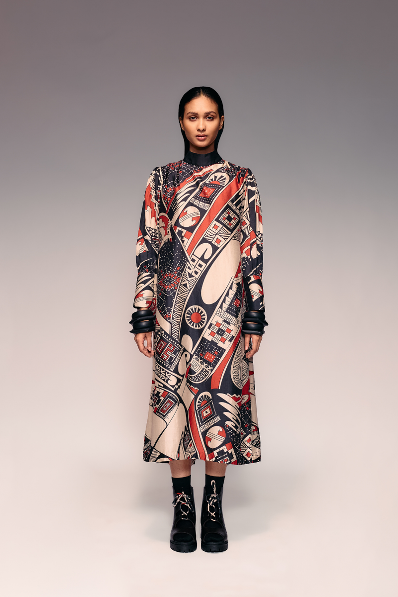Rust Print Silk Midi silk Buy Rust Print Silk Midi from C&W | Dresses for Women by Kritika Murarka in rust color for women in Singapore
