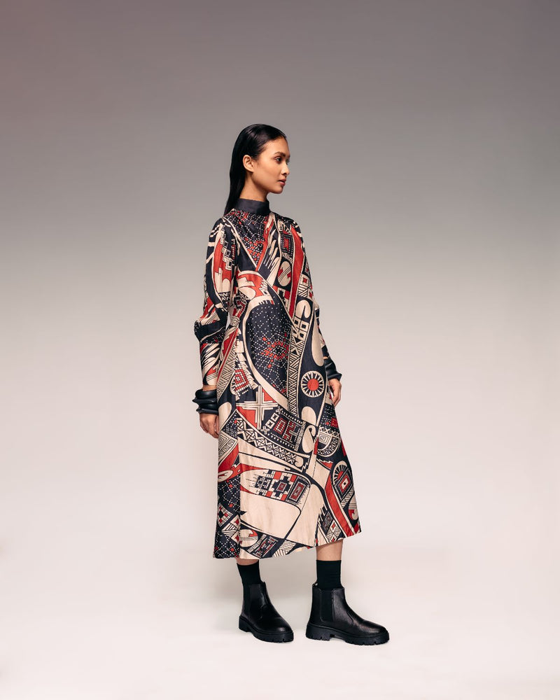 Rust Print Silk Midi silk Buy Rust Print Silk Midi from C&W | Dresses for Women by Kritika Murarka in rust color for women in Singapore