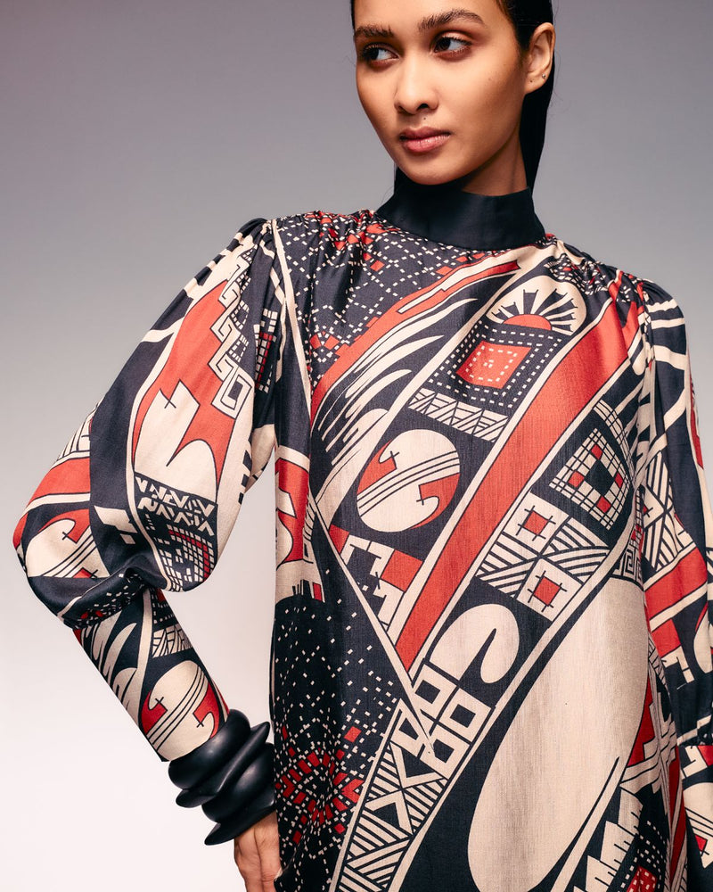 Rust Print Silk Midi silk Buy Rust Print Silk Midi from C&W | Dresses for Women by Kritika Murarka in rust color for women in Singapore