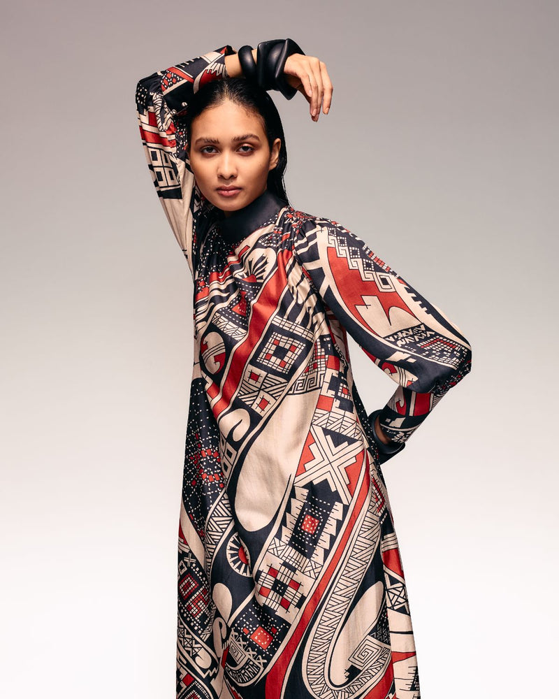Rust Print Silk Midi silk Buy Rust Print Silk Midi from C&W | Dresses for Women by Kritika Murarka in rust color for women in Singapore