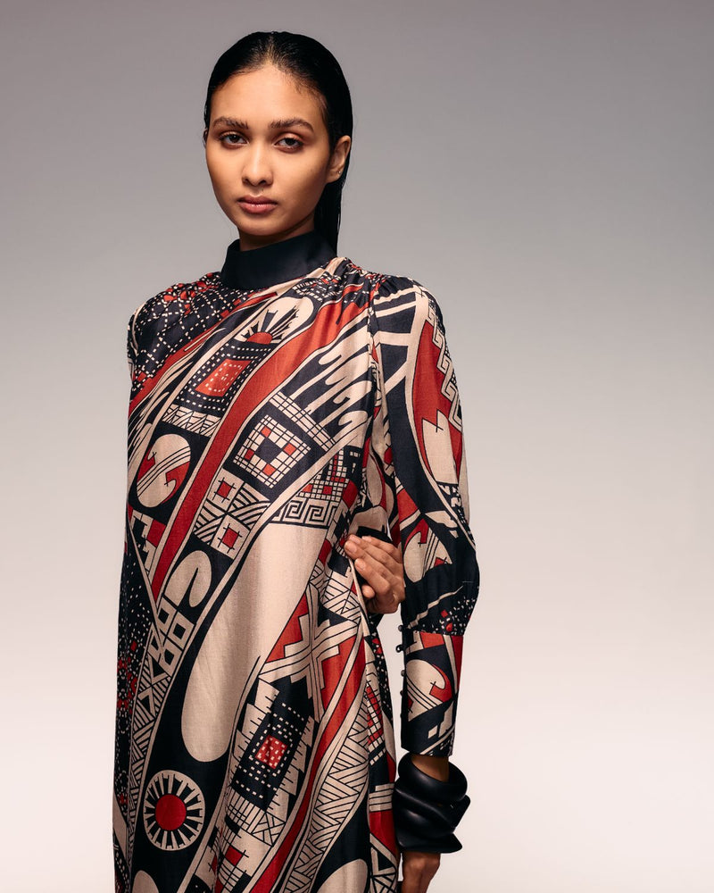 Rust Print Silk Midi silk Buy Rust Print Silk Midi from C&W | Dresses for Women by Kritika Murarka in rust color for women in Singapore