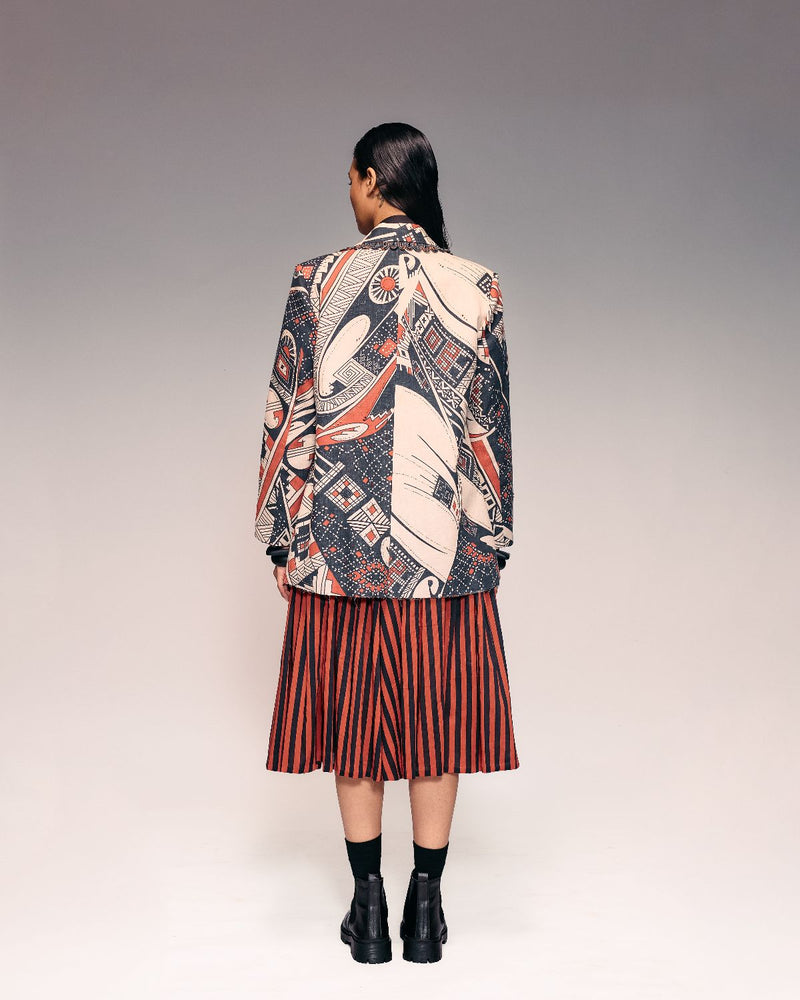 Rust Print Linen Blazer cotton Buy Rust Print Linen Blazer from C&W | Jackets And Overlays for Women by Kritika Murarka in rust color for women in Singapore
