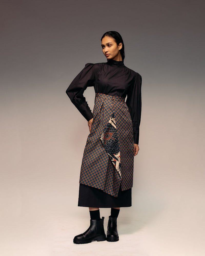 Rust Print Flap Reversible Skirt cotton Buy Rust Print Flap Reversible Skirt from C&W | Skirts for Women by Kritika Murarka in rust color for women in Singapore