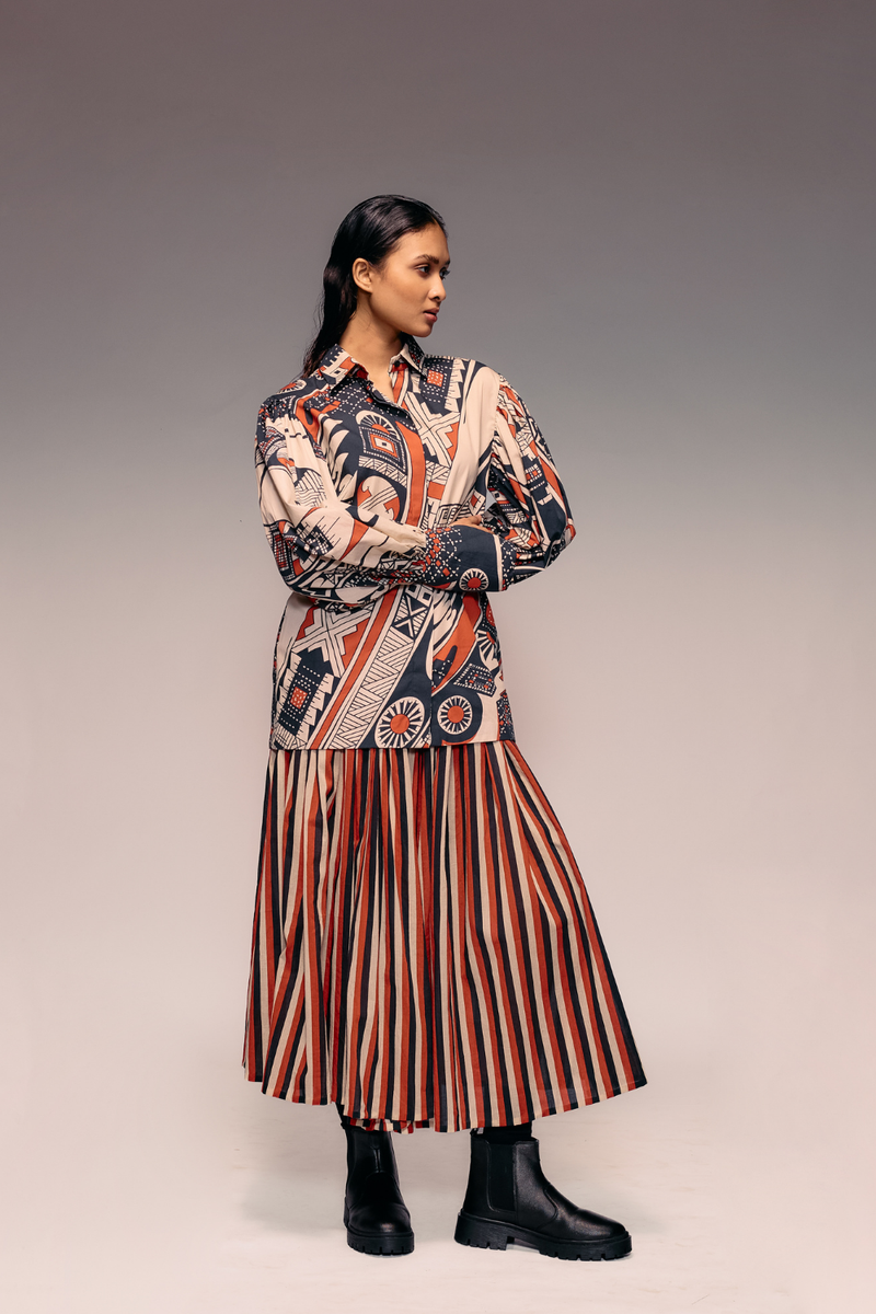 Rust print Poplin Shirt cotton Buy Rust print Poplin Shirt from C&W | Tops And Shirts for Women by Kritika Murarka in rust color for women in Singapore