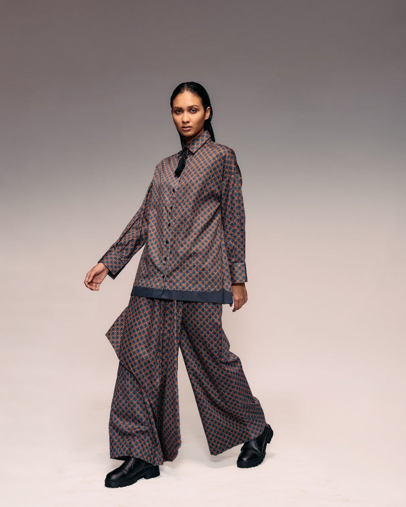 Rust Black Check Draped Trouser cotton Buy Rust Black Check Draped Trouser from C&W | Pants/Trousers for Women by Kritika Murarka in rust color for women in Singapore