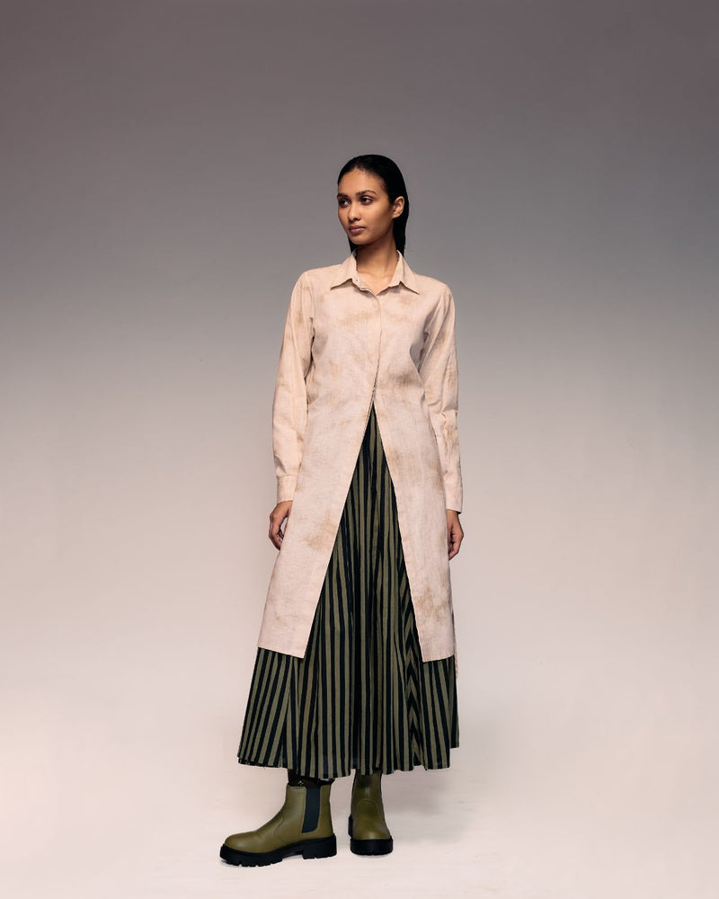 Hand Dyed Linen Shirt cotton Buy Hand Dyed Linen Shirt from C&W | Tops And Shirts for Women by Kritika Murarka in ivory color for women in Singapore