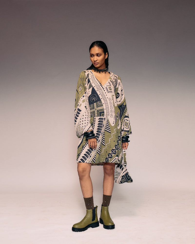 Olive Print Shift Dress cotton Buy Olive Print Shift Dress from C&W | Dresses for Women by Kritika Murarka in olive color for women in Singapore