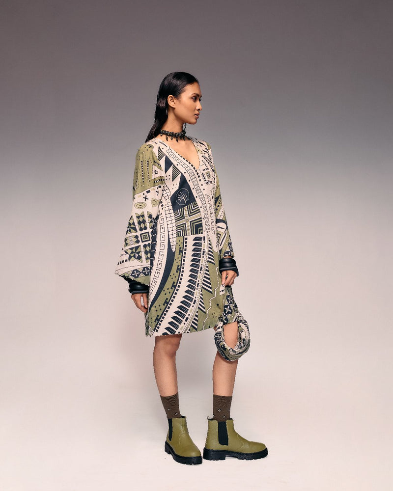 Olive Print Shift Dress cotton Buy Olive Print Shift Dress from C&W | Dresses for Women by Kritika Murarka in olive color for women in Singapore