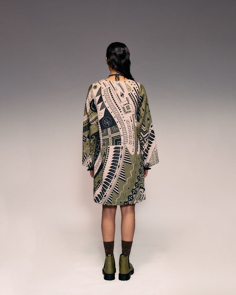 Olive Print Shift Dress cotton Buy Olive Print Shift Dress from C&W | Dresses for Women by Kritika Murarka in olive color for women in Singapore