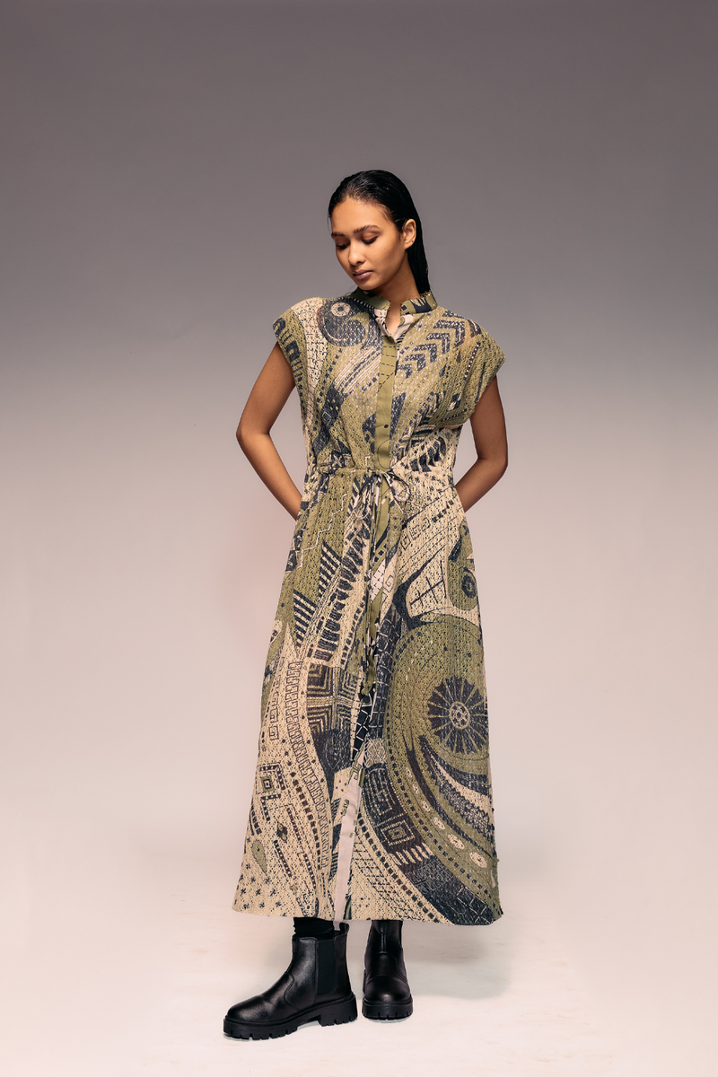 Olive Print Cotton Net Drawstring Dress + Inner cotton Buy Olive Print Cotton Net Drawstring Dress
+ Inner from C&W | Dresses for Women by Kritika Murarka in olive color for women in Singapore