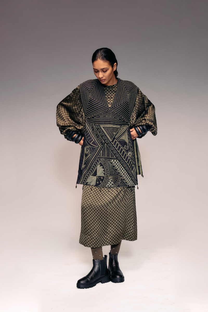 Olive Cord Embroidered Side Open Dress cotton Buy Olive Cord Embroidered Side Open Dress from C&W | Dresses for Women by Kritika Murarka in olive color for women in Singapore